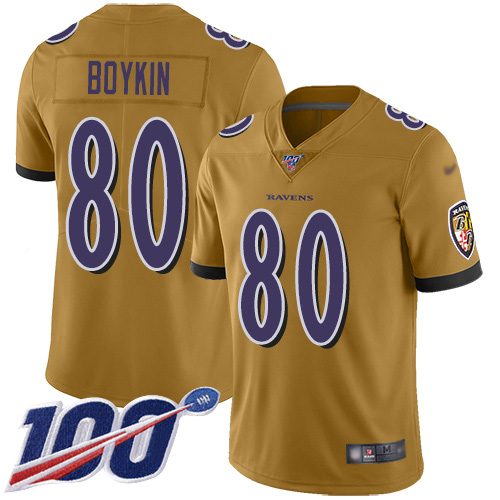 Baltimore Ravens Limited Gold Men Miles Boykin Jersey NFL Football #80 100th Season Inverted Legend